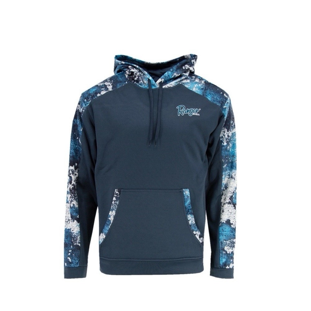 New Ranger Boats Performance Fleece Steel Blue Hoodie Medium Pullover NWT
